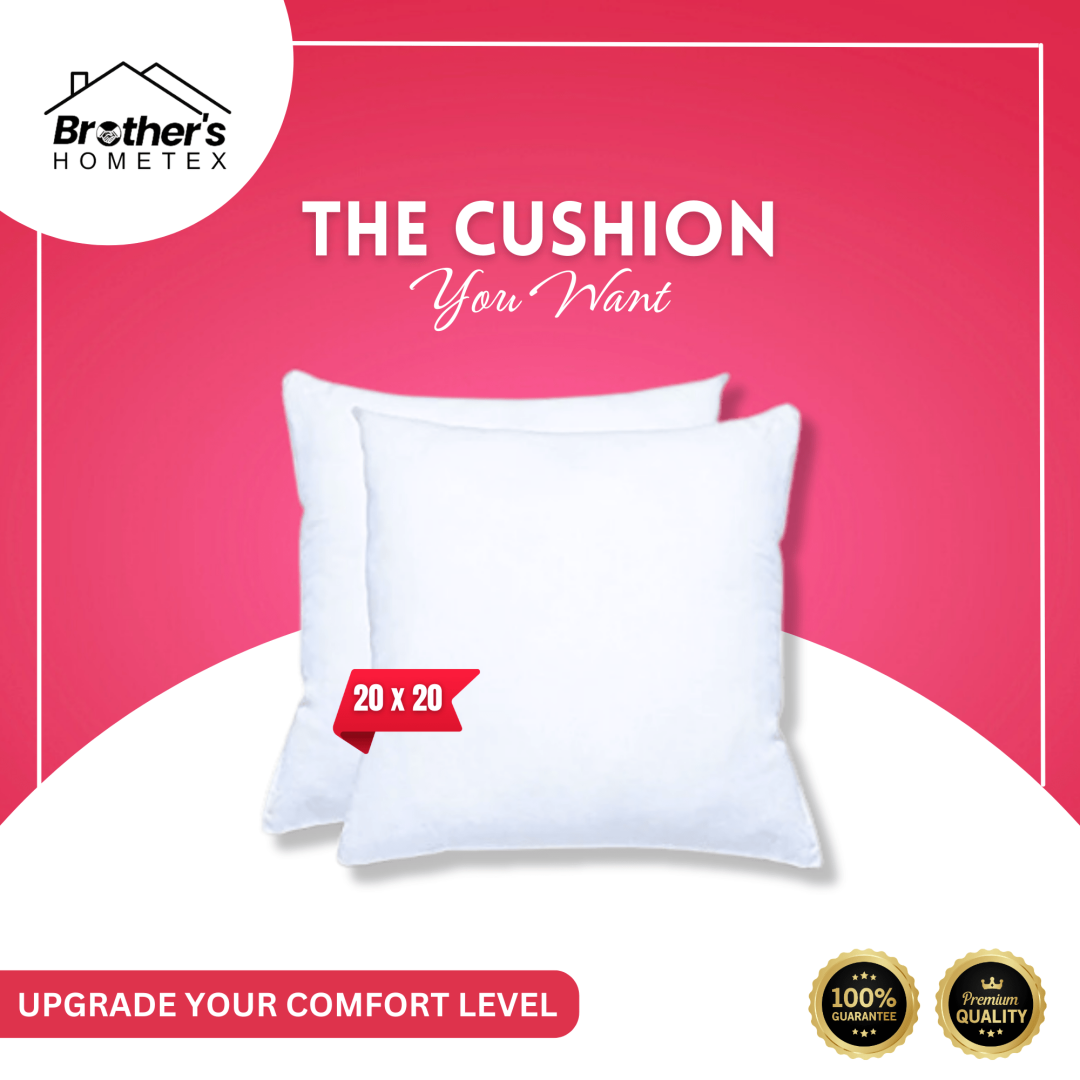 Standard Fiber Cushion, Tissue Fabric, White, (20x20)