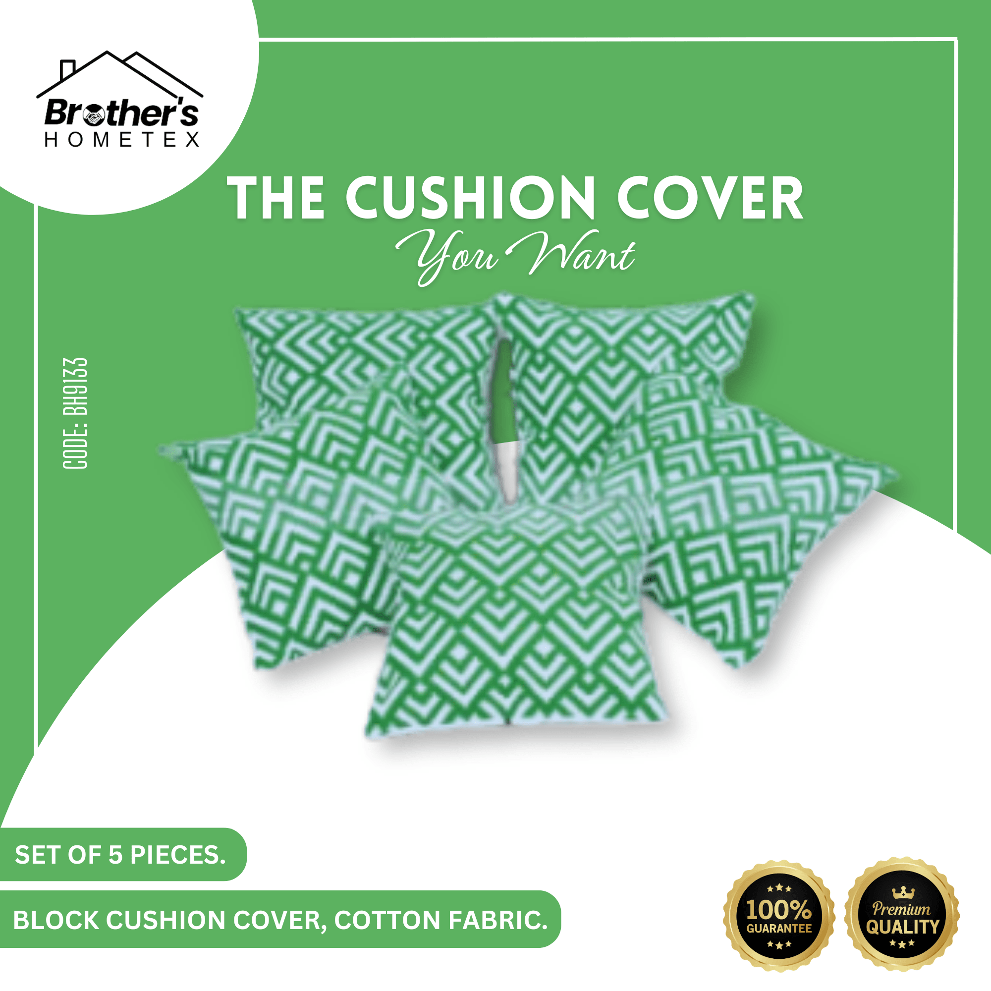 Cushion Cover, Cotton, Block (16_x16_) Cover Only (4) Cushion Cover, Cotton, Block (16_x16_) Cover Only (4)