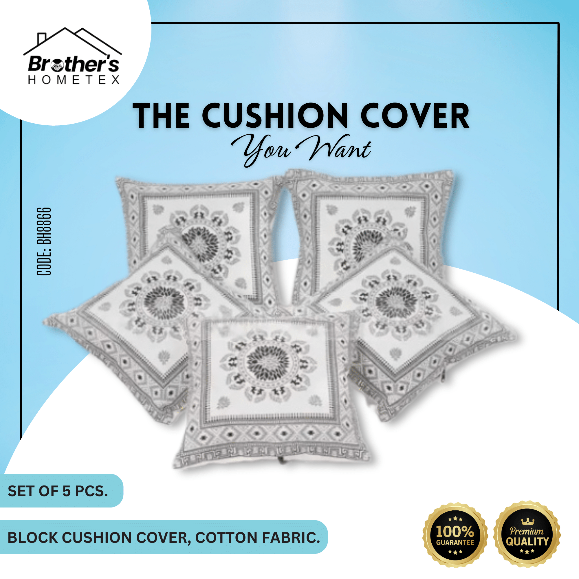 Cushion Cover, Cotton, Block (16_x16_) Cover Only (9) Cushion Cover, Cotton, Block (16_x16_) Cover Only (9)
