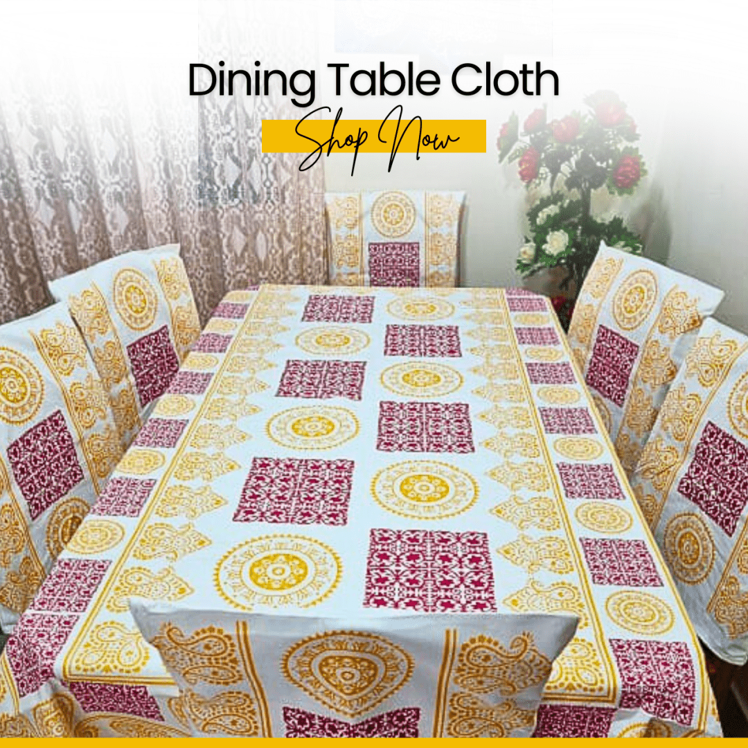 Buy Best Tablecloth for Dining Table (6 Seater Cotton Set)