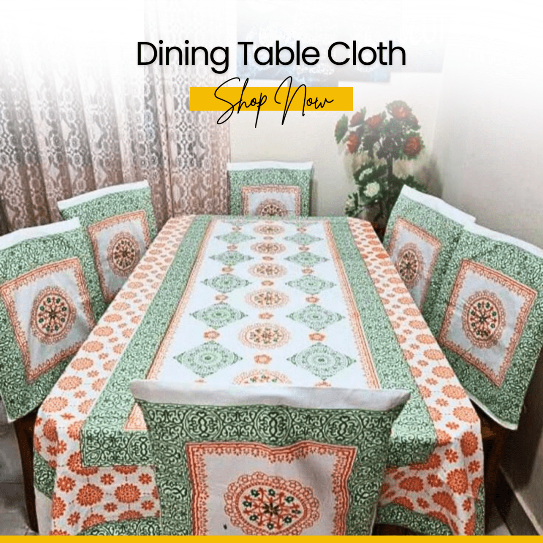 Buy Screen Print Cotton Dining Table Cloth (6 Seater)