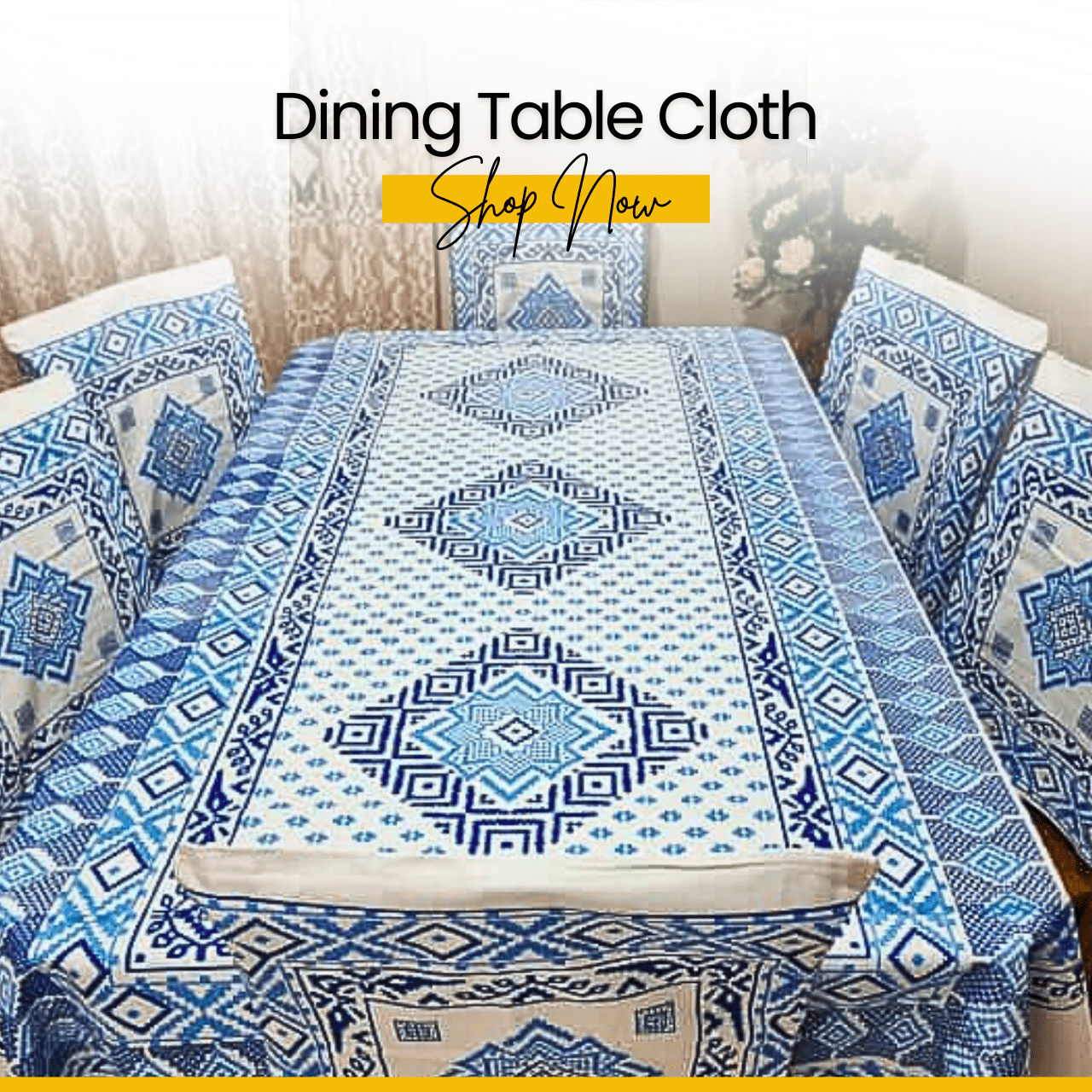 Buy Screen Print Dining Table Cloth Online (6 Seater) Buy Screen Print Dining Table Cloth Online (6 Seater)