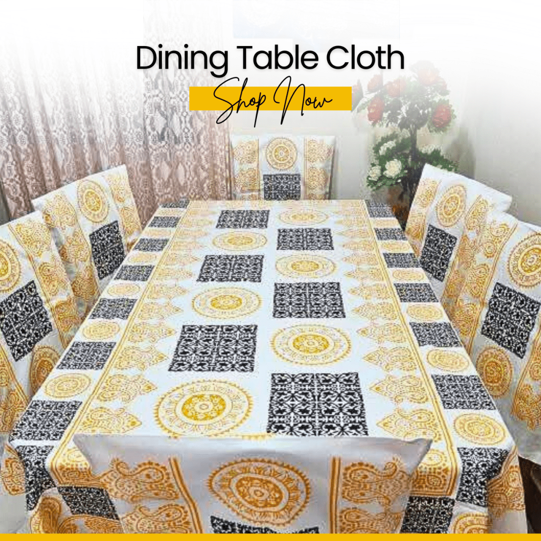 Elegant 6 Seater Cotton Dining Table Cloth Set